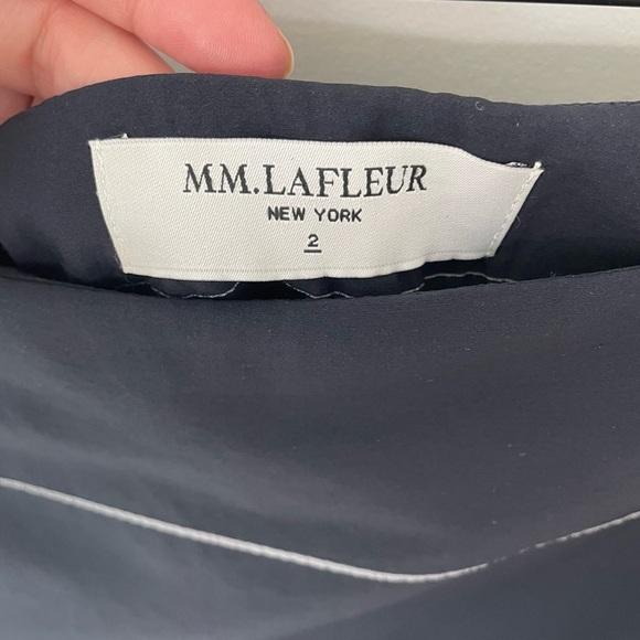 MM Lafleur The Bowery Skirt Navy Slant Stripe Sz 2 Italian Wool Blend 22 - Picture 4 of 8
